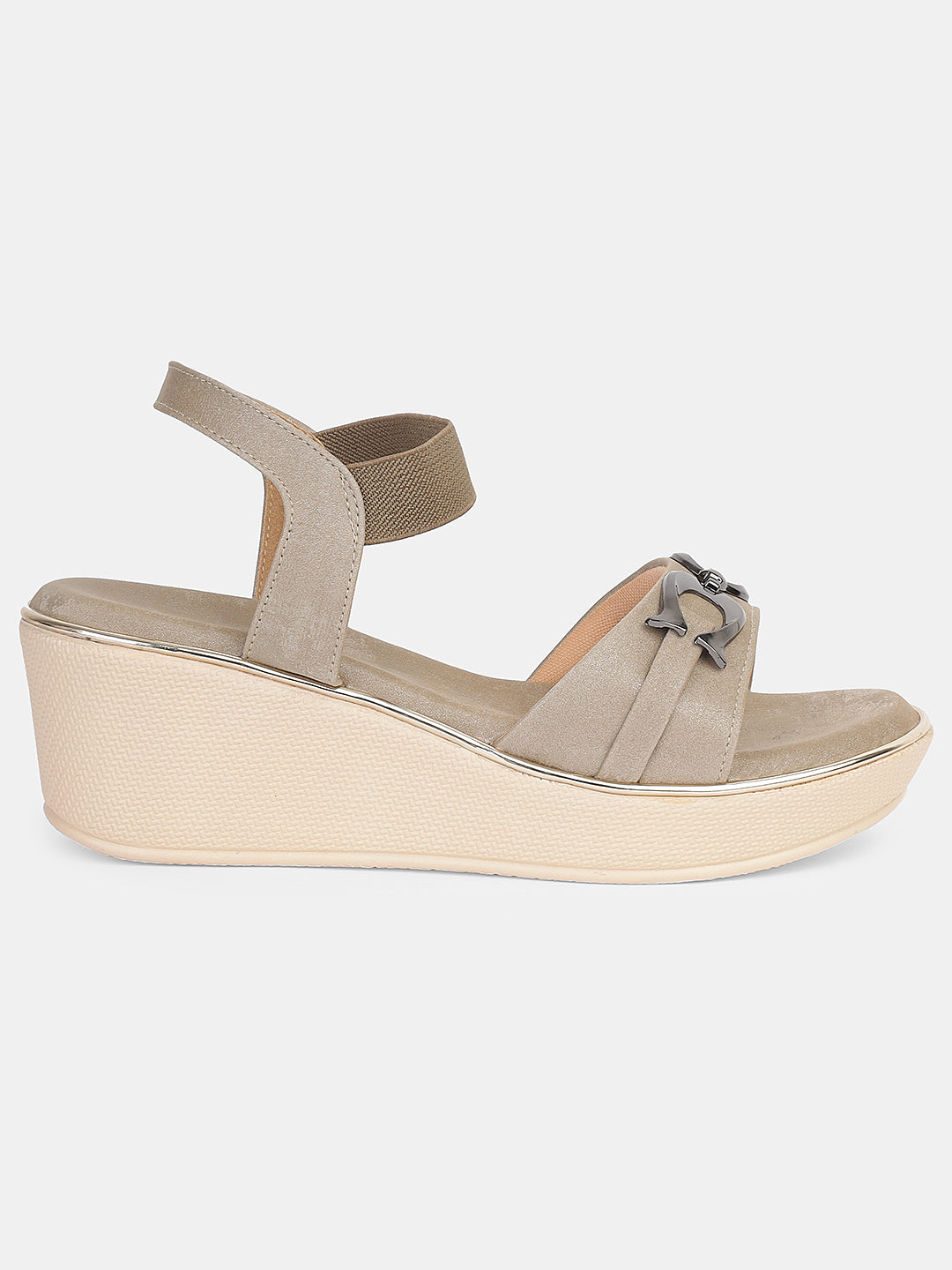 Womens Stylish Wedge Sandals with Front Buckle Detailing | Comfortable Daily & Occasion Wear Footwear Heel Size : 2 Inches