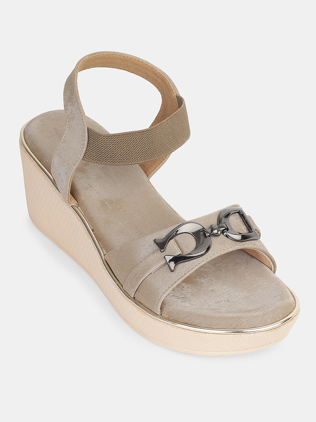 Womens Stylish Wedge Sandals with Front Buckle Detailing | Comfortable Daily & Occasion Wear Footwear Heel Size : 2 Inches