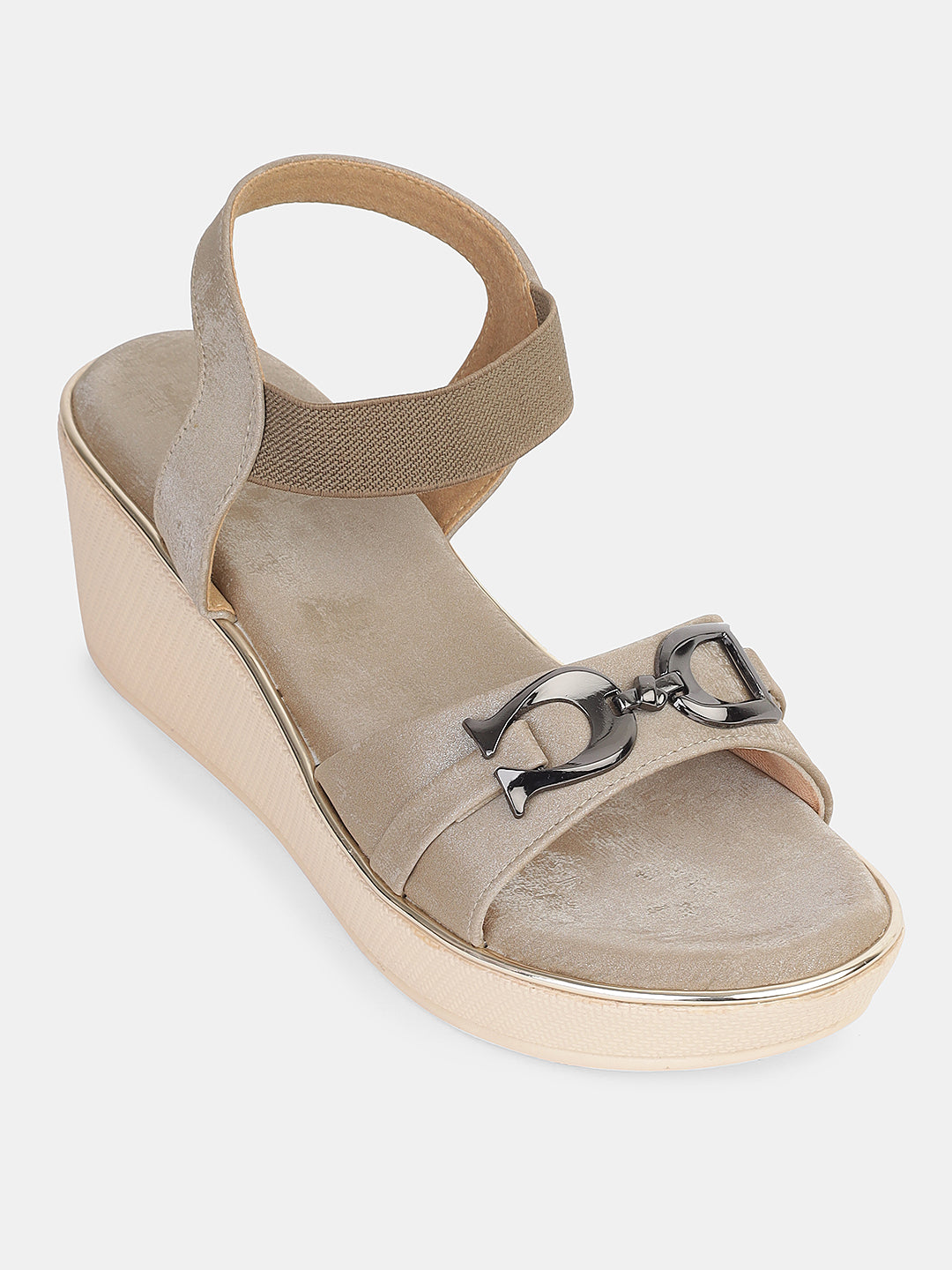 Womens Stylish Wedge Sandals with Front Buckle Detailing | Comfortable Daily & Occasion Wear Footwear Heel Size : 2 Inches