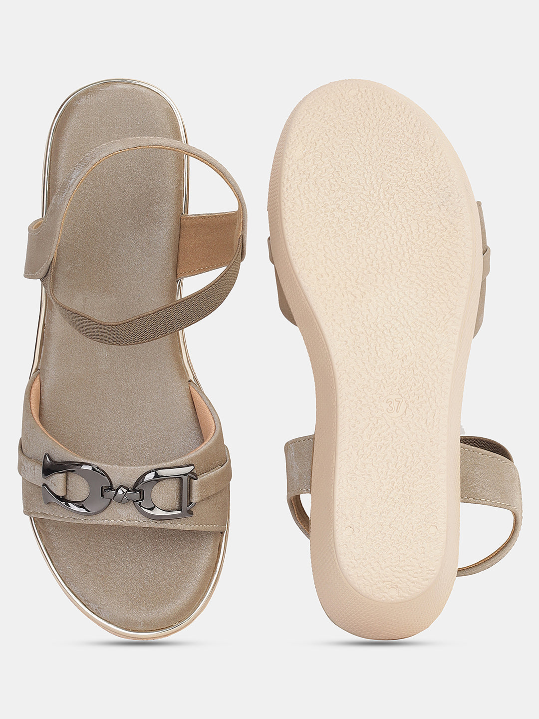 Womens Stylish Wedge Sandals with Front Buckle Detailing | Comfortable Daily & Occasion Wear Footwear Heel Size : 2 Inches