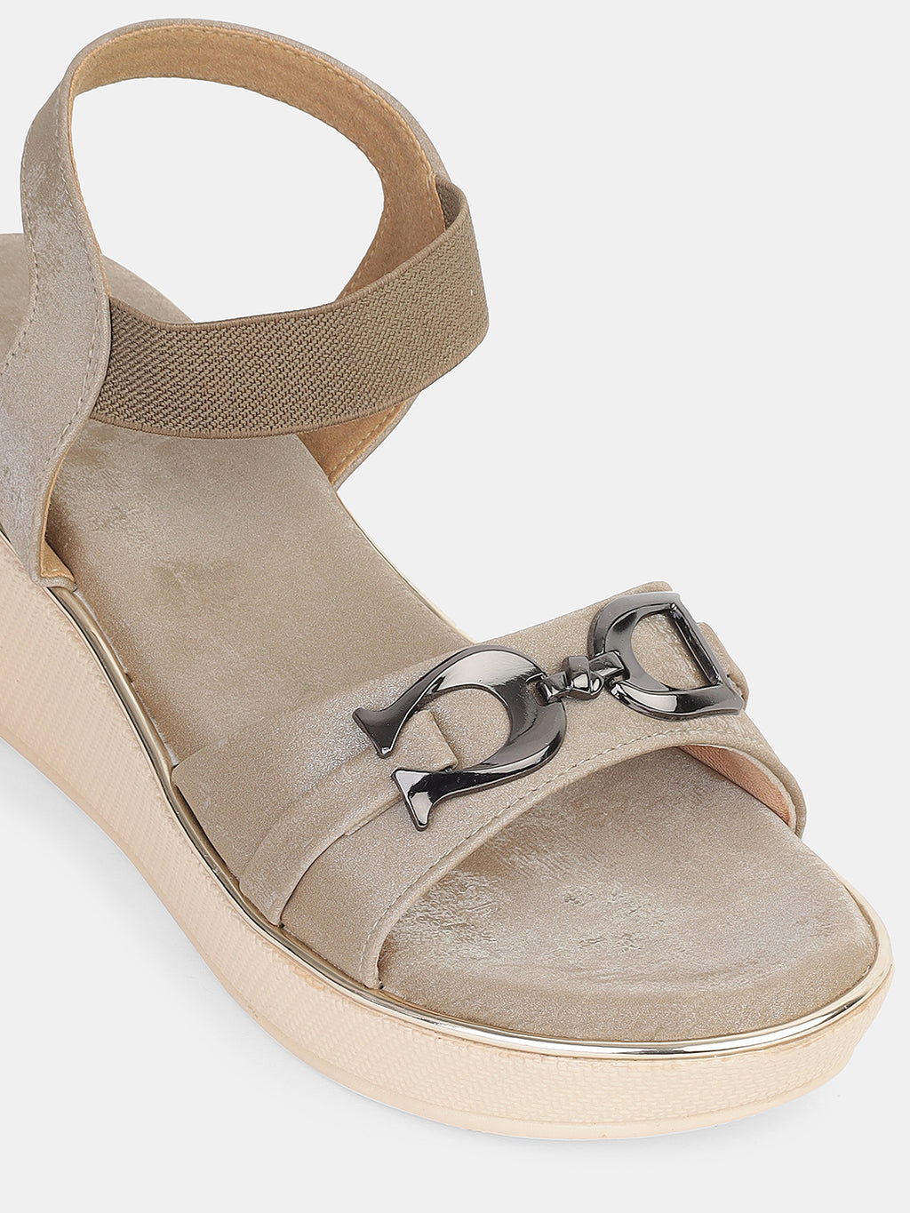 Womens Stylish Wedge Sandals with Front Buckle Detailing | Comfortable Daily & Occasion Wear Footwear Heel Size : 2 Inches
