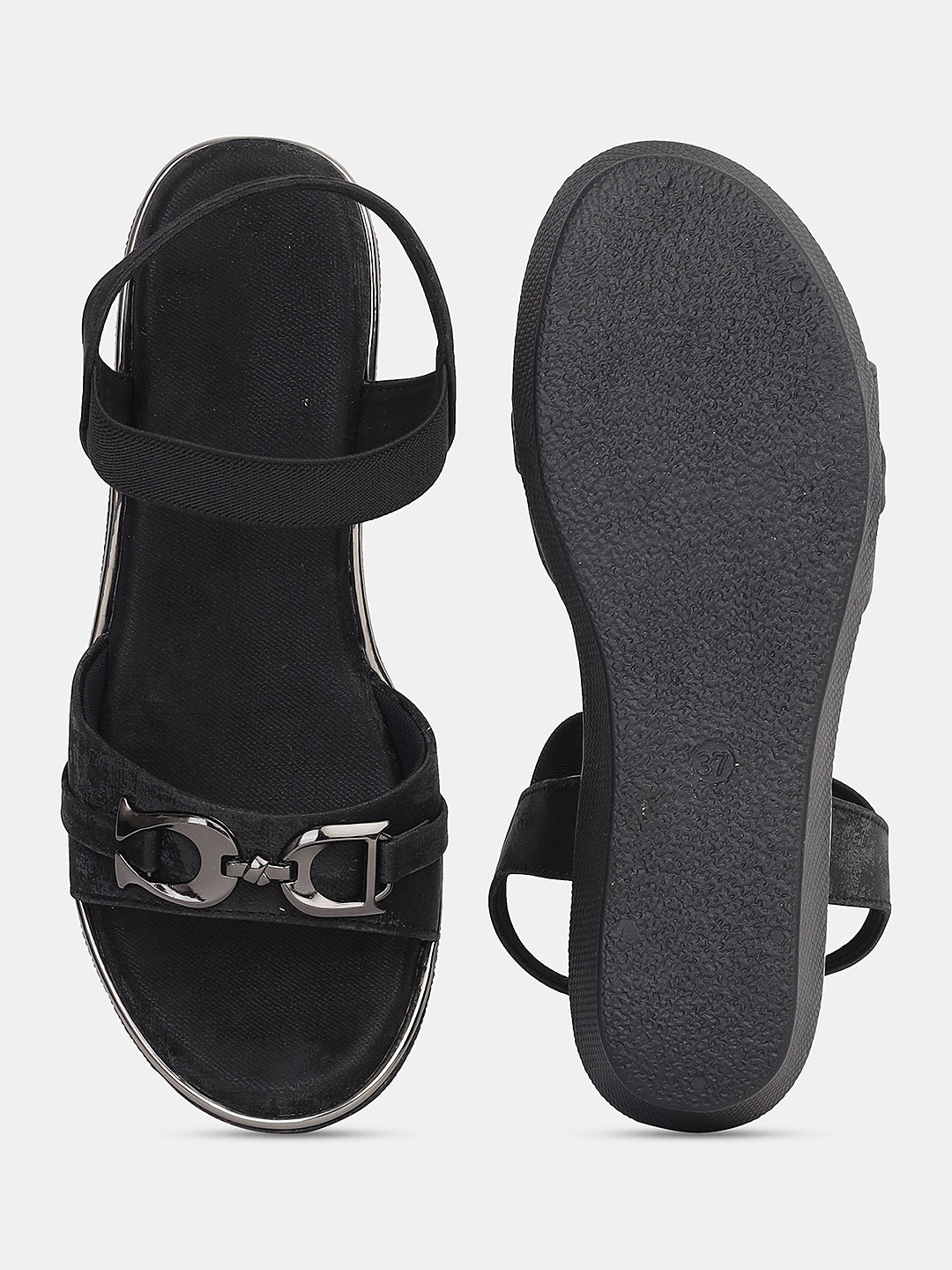 Womens Stylish Wedge Sandals with Front Buckle Detailing | Comfortable Daily & Occasion Wear Footwear Heel Size : 2 Inches