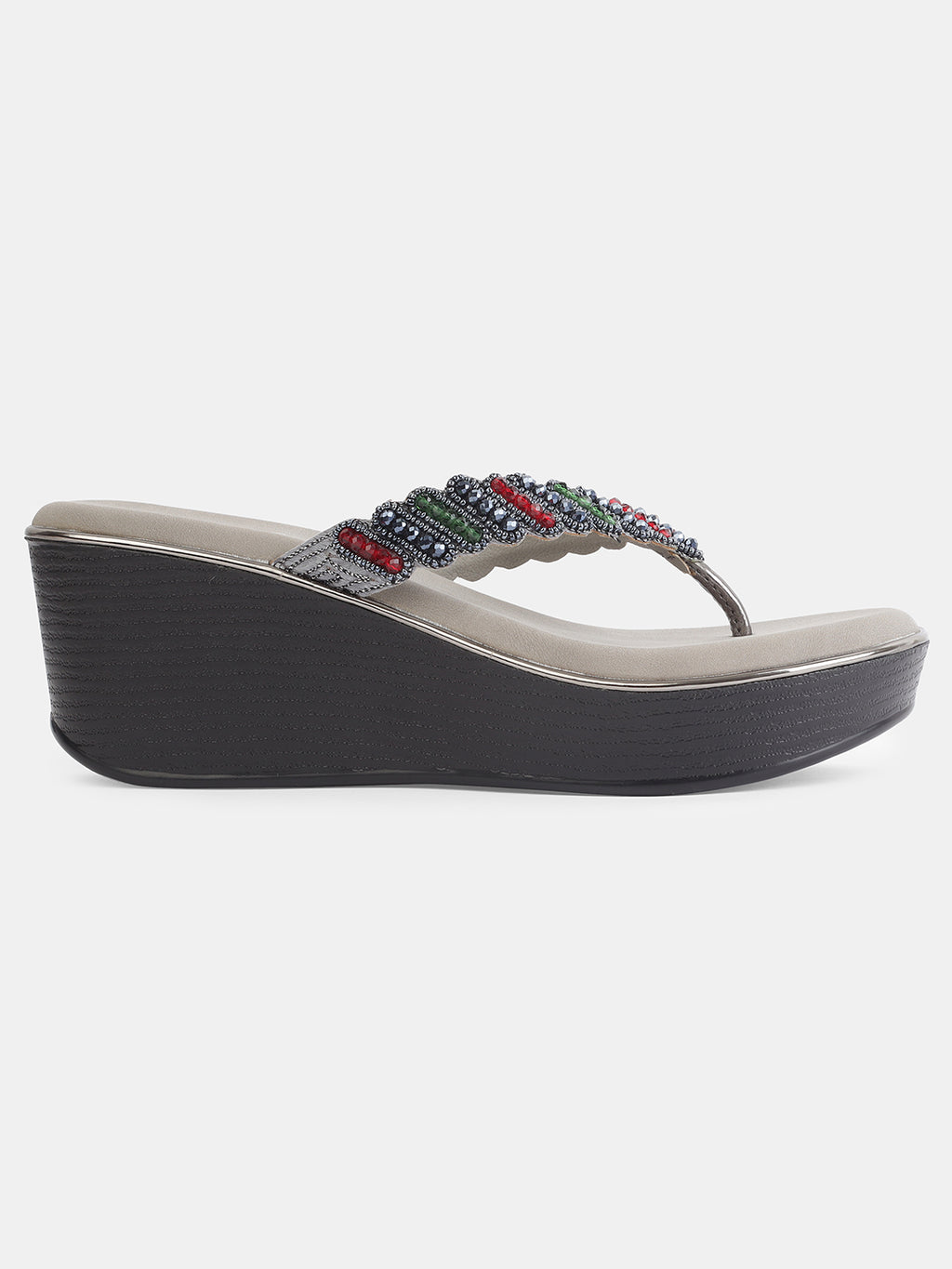 Aiwie Womens Embellished Ethnic Slip-On Flats | Beaded Traditional Toe Ring Sandals | Festive & Wedding Wear Footwear Heel Size : 2 Inches