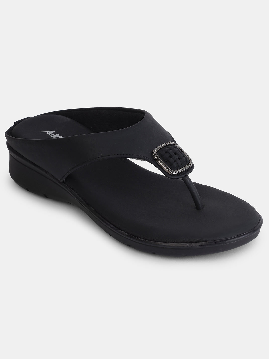 Aiwie Women's Toe-Ring Comfort Sandals with Stylish Buckle | Slip-On Flats for Daily & Casual Wear | Soft Cushioned Footbed