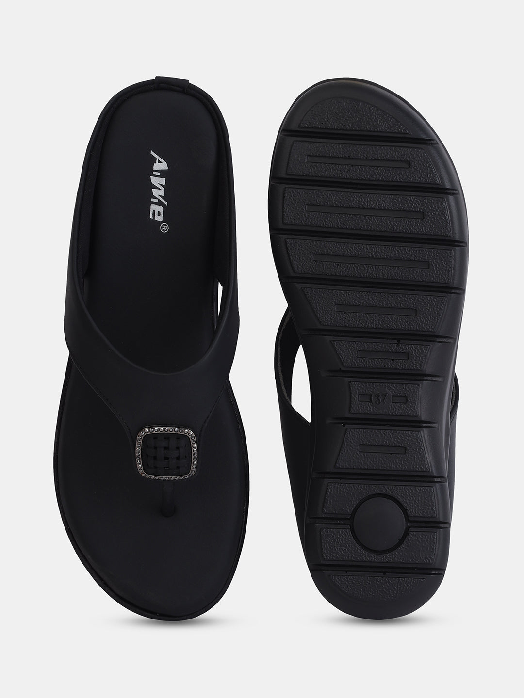Aiwie Women's Toe-Ring Comfort Sandals with Stylish Buckle | Slip-On Flats for Daily & Casual Wear | Soft Cushioned Footbed