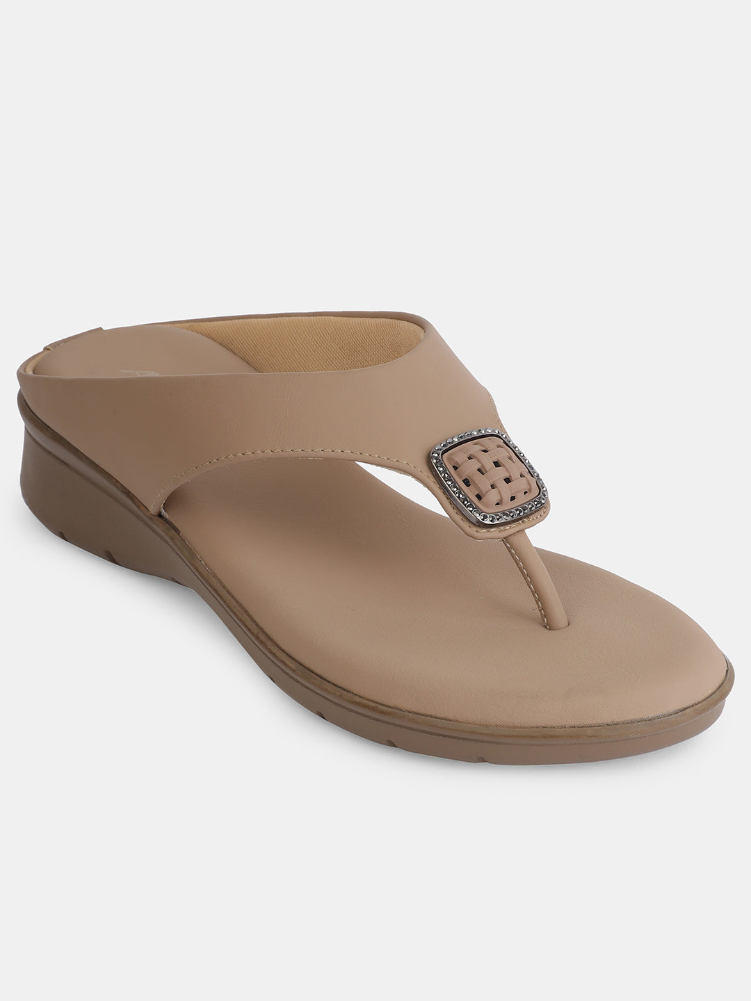 Aiwie Women's Toe-Ring Comfort Sandals with Stylish Buckle | Slip-On Flats for Daily & Casual Wear | Soft Cushioned Footbed