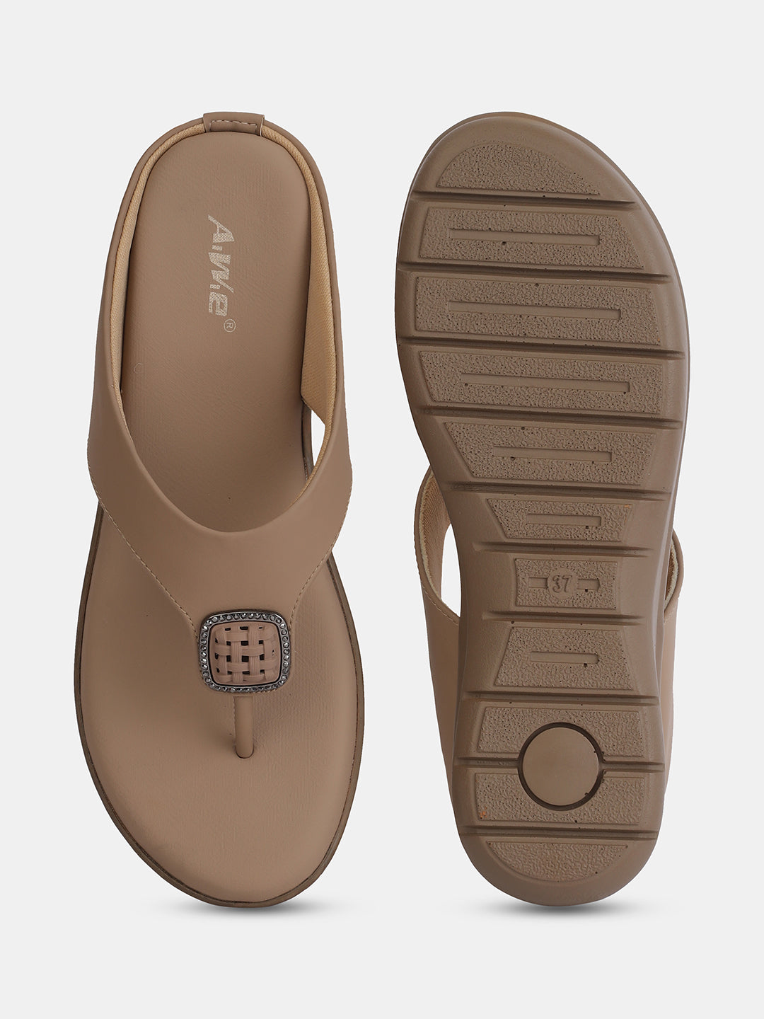 Aiwie Women's Toe-Ring Comfort Sandals with Stylish Buckle | Slip-On Flats for Daily & Casual Wear | Soft Cushioned Footbed