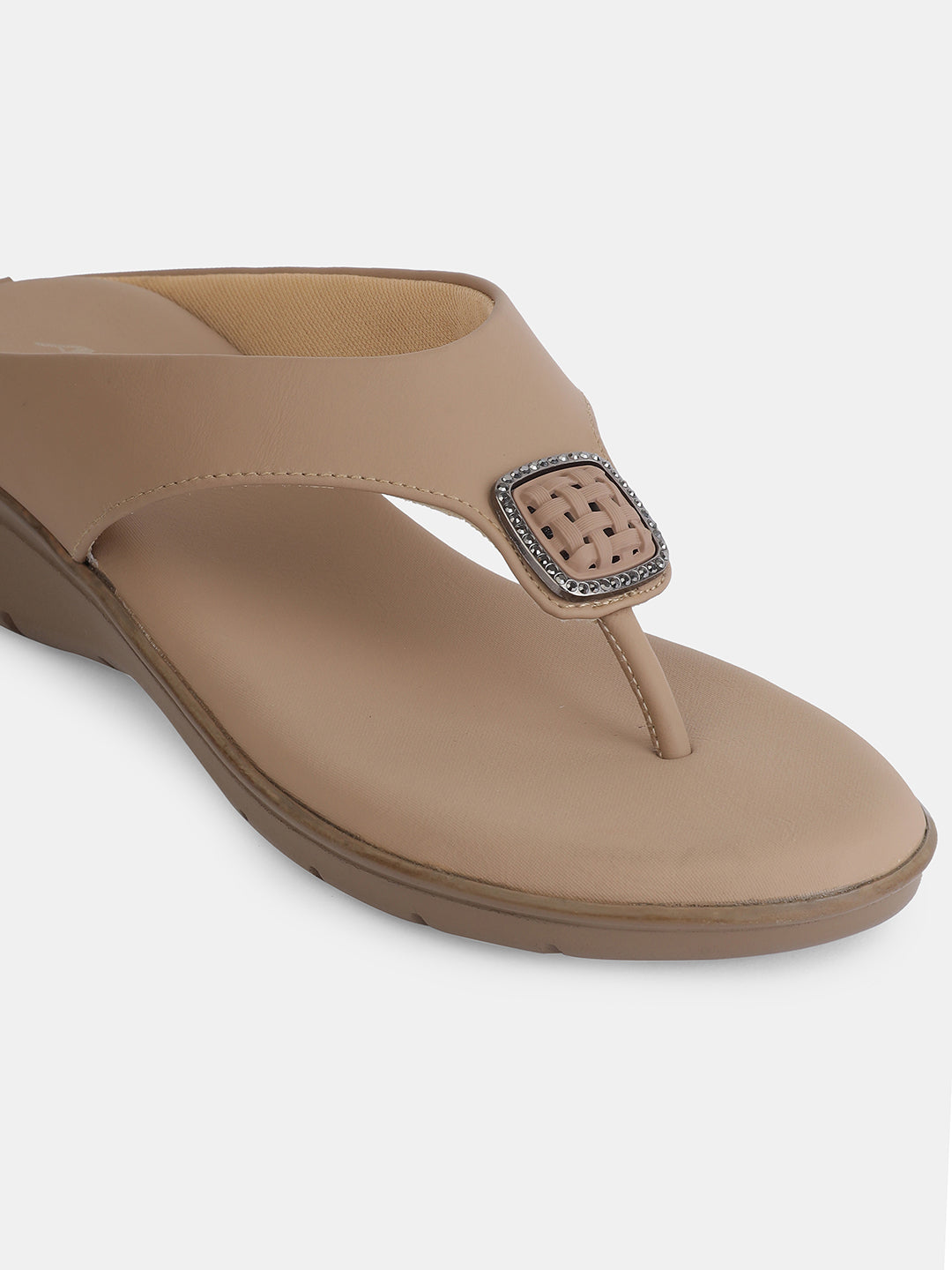 Aiwie Women's Toe-Ring Comfort Sandals with Stylish Buckle | Slip-On Flats for Daily & Casual Wear | Soft Cushioned Footbed