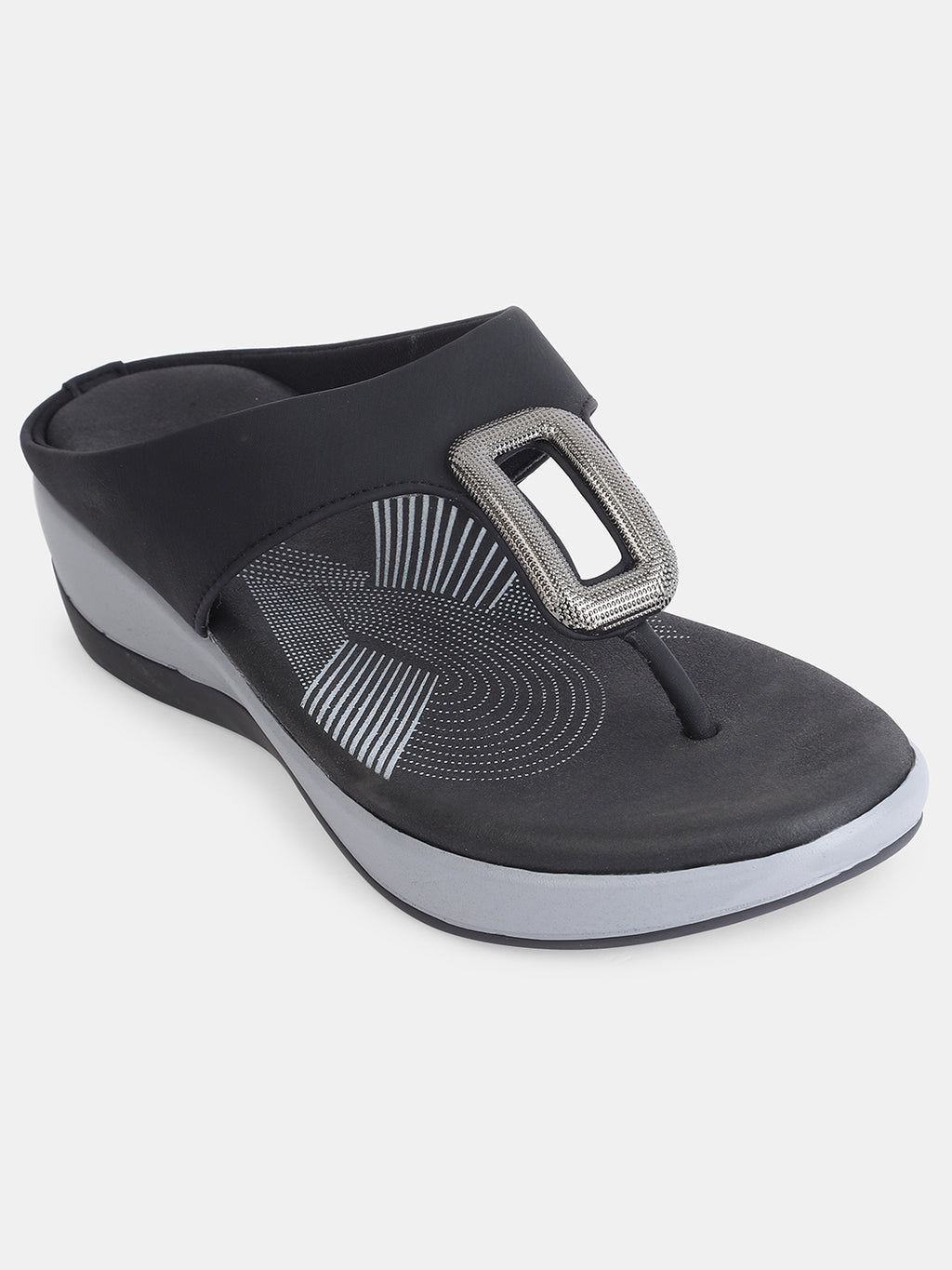 Aiwie Womens Stylish Slip-On Comfort Sandals with Toe Ring & Buckle Detail | Casual & Daily Wear Footwear Heel Size : 1.5 Inches