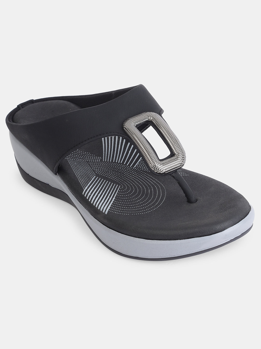Aiwie Womens Stylish Slip-On Comfort Sandals with Toe Ring & Buckle Detail | Casual & Daily Wear Footwear Heel Size : 1.5 Inches