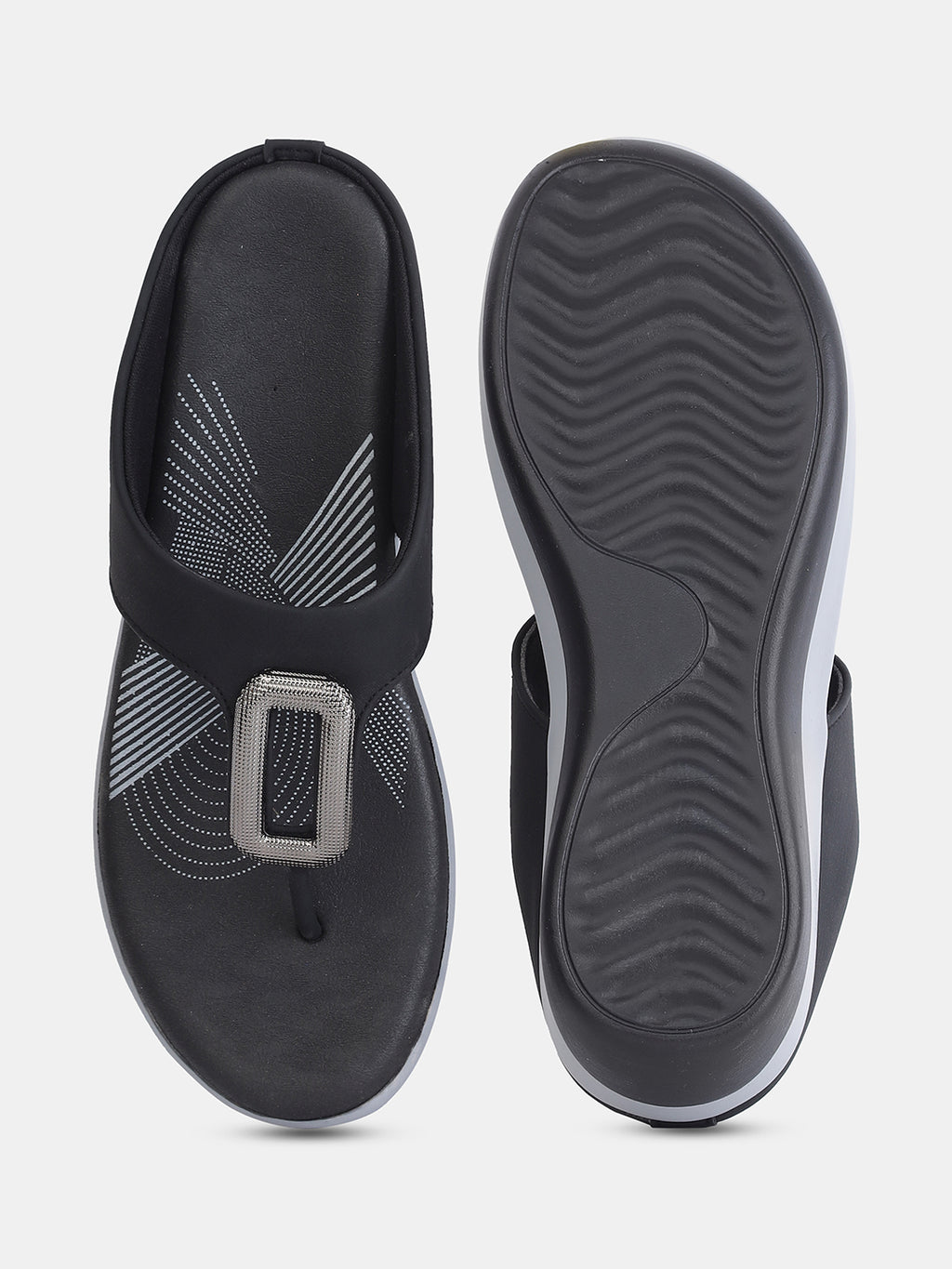 Aiwie Womens Stylish Slip-On Comfort Sandals with Toe Ring & Buckle Detail | Casual & Daily Wear Footwear Heel Size : 1.5 Inches
