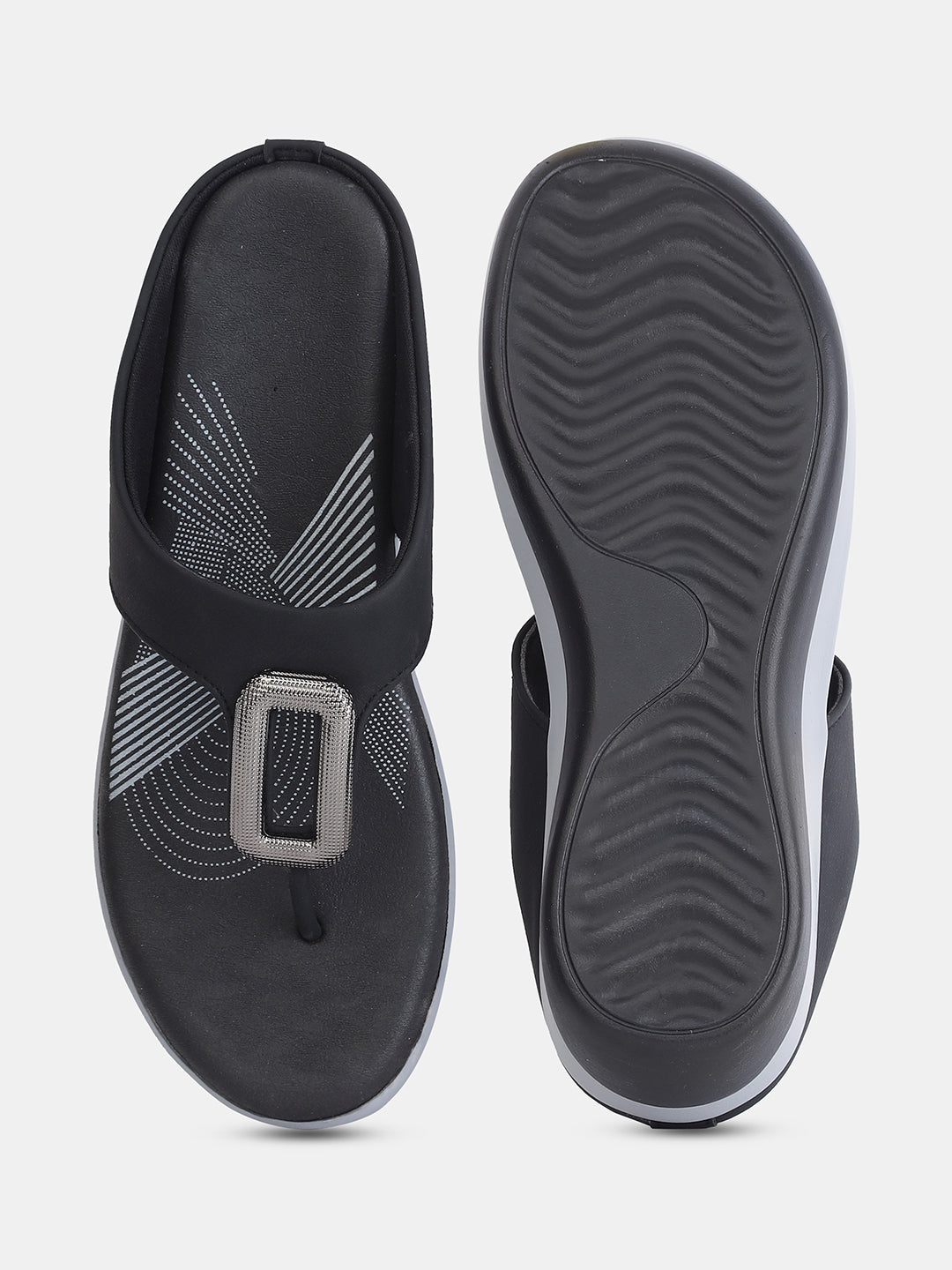 Aiwie Womens Stylish Slip-On Comfort Sandals with Toe Ring & Buckle Detail | Casual & Daily Wear Footwear Heel Size : 1.5 Inches