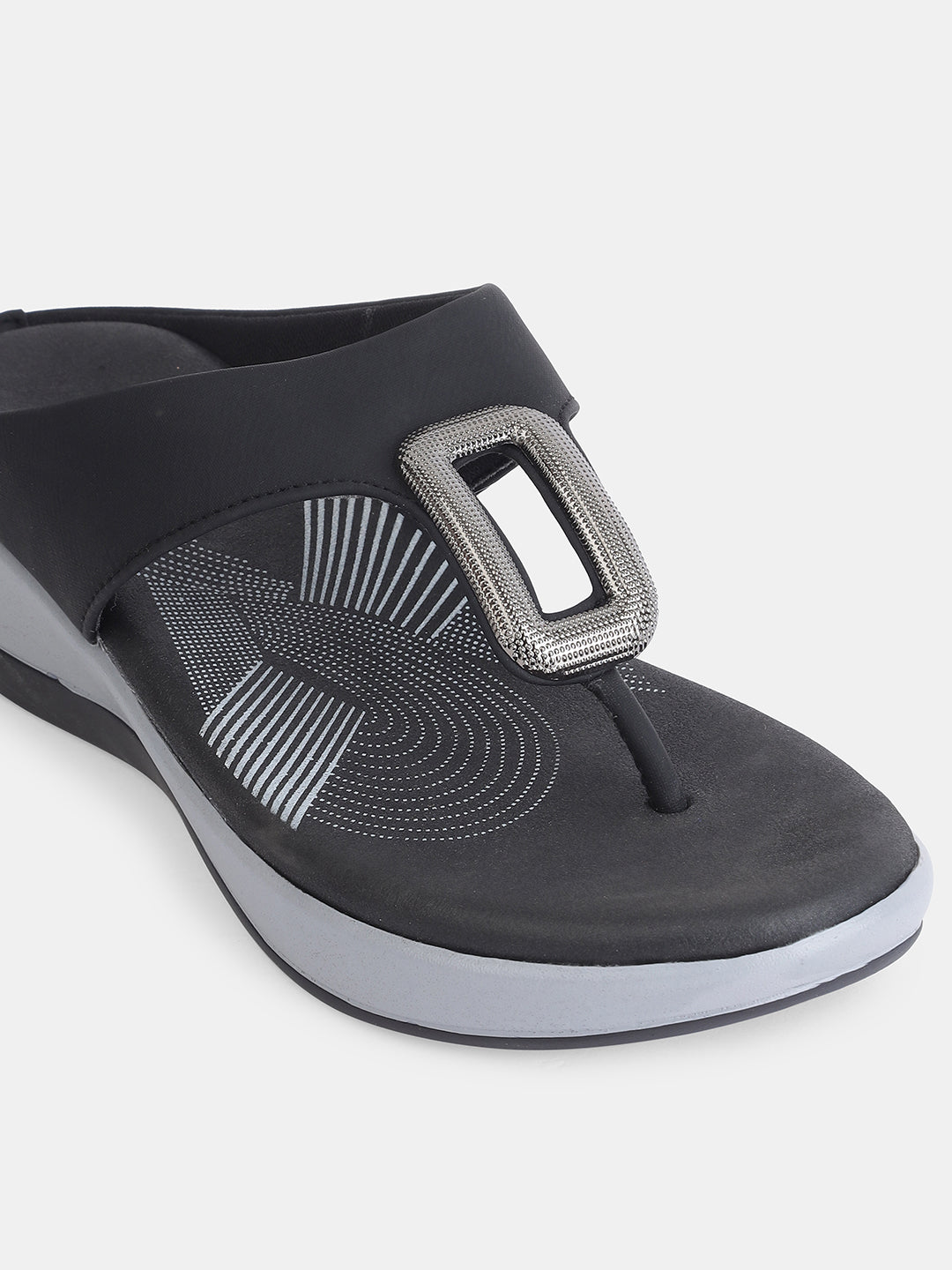 Aiwie Womens Stylish Slip-On Comfort Sandals with Toe Ring & Buckle Detail | Casual & Daily Wear Footwear Heel Size : 1.5 Inches