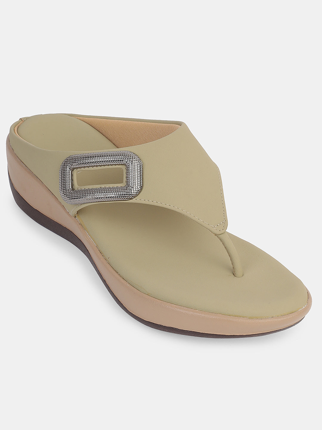 Womens Comfortable Toe-Ring Wedge Slip-On with Stylish Buckle Design | Daily Casual & Office Wear Footwear Heel Size : 2 Inches