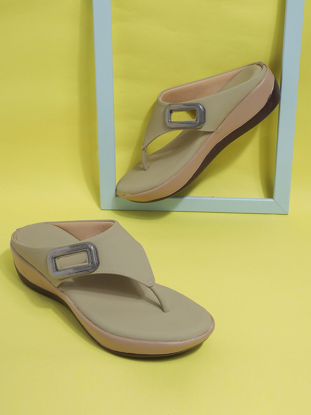 Womens Comfortable Toe-Ring Wedge Slip-On with Stylish Buckle Design | Daily Casual & Office Wear Footwear Heel Size : 2 Inches
