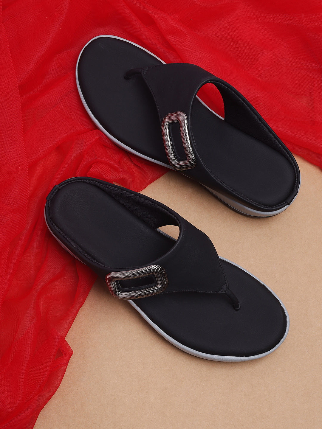 Womens Comfortable Toe-Ring Wedge Slip-On with Stylish Buckle Design | Daily Casual & Office Wear Footwear Heel Size : 2 Inches