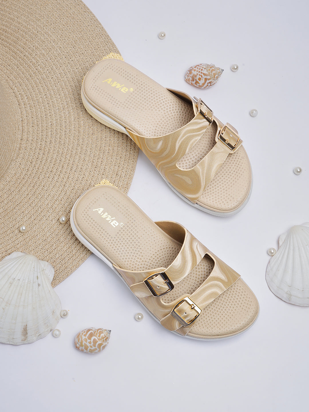 Women's Dual Buckle Slip-On Sandals | Casual & Travel-Ready Comfort Footwear