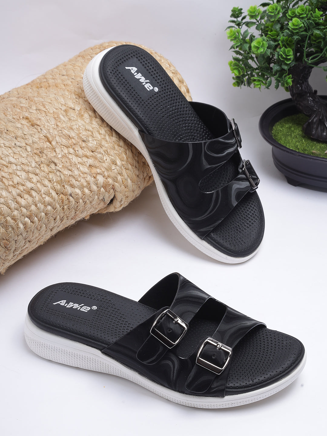 Women's Dual Buckle Slip-On Sandals | Casual & Travel-Ready Comfort Footwear