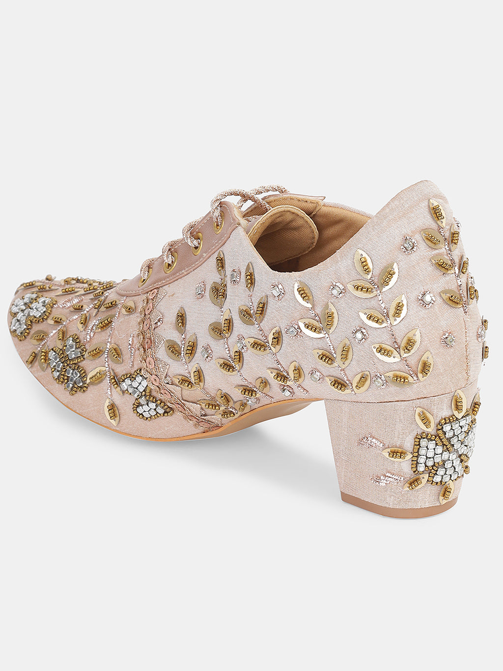 Womens Embroidered Lace-Up Ethnic Block Heels | Festive & Wedding Wear Juttis Heel Size : 2 Inches