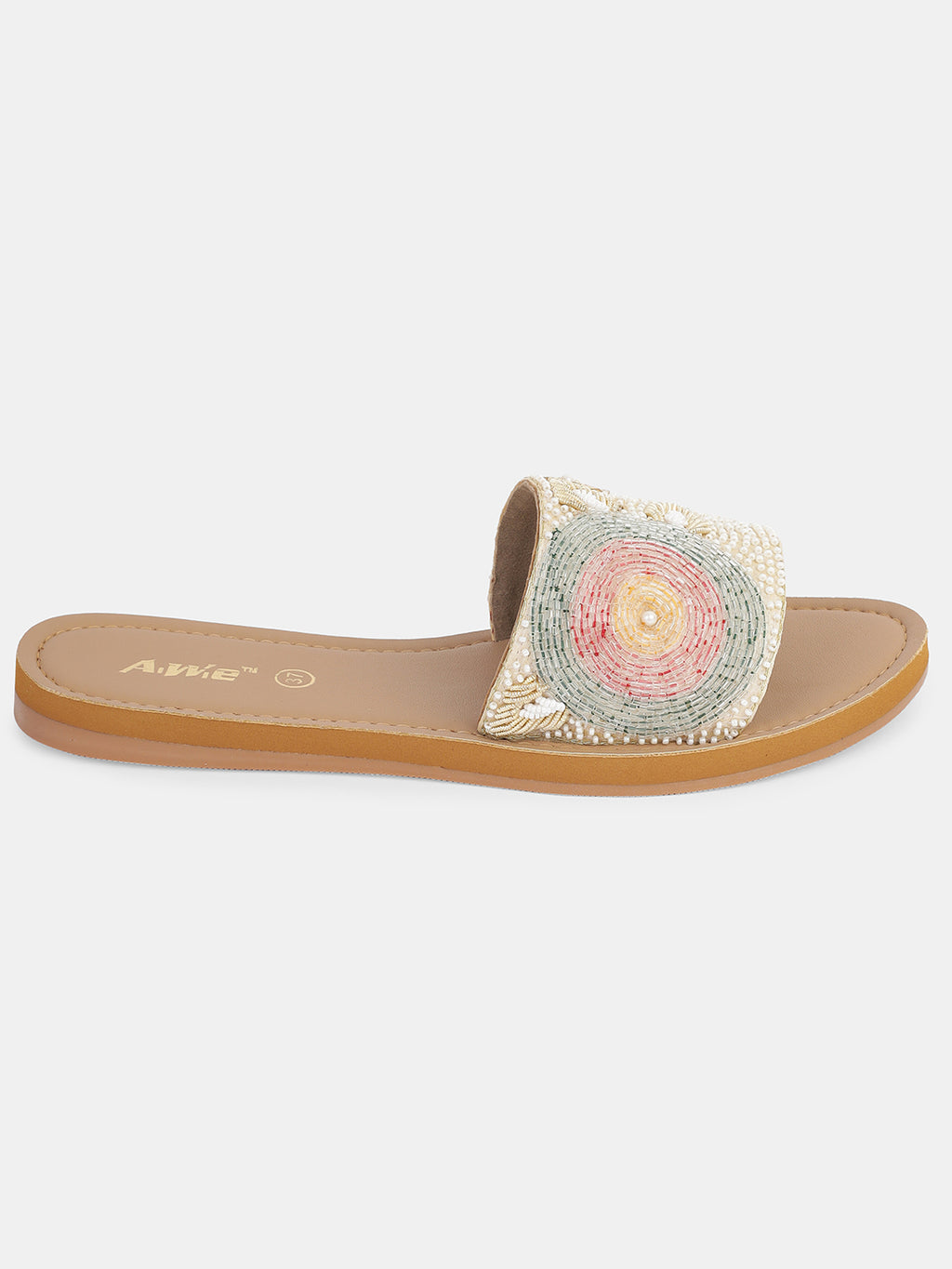 Womens Embroidered Ethnic Slip-On Flats | Festive Handcrafted Open-Toe Slides