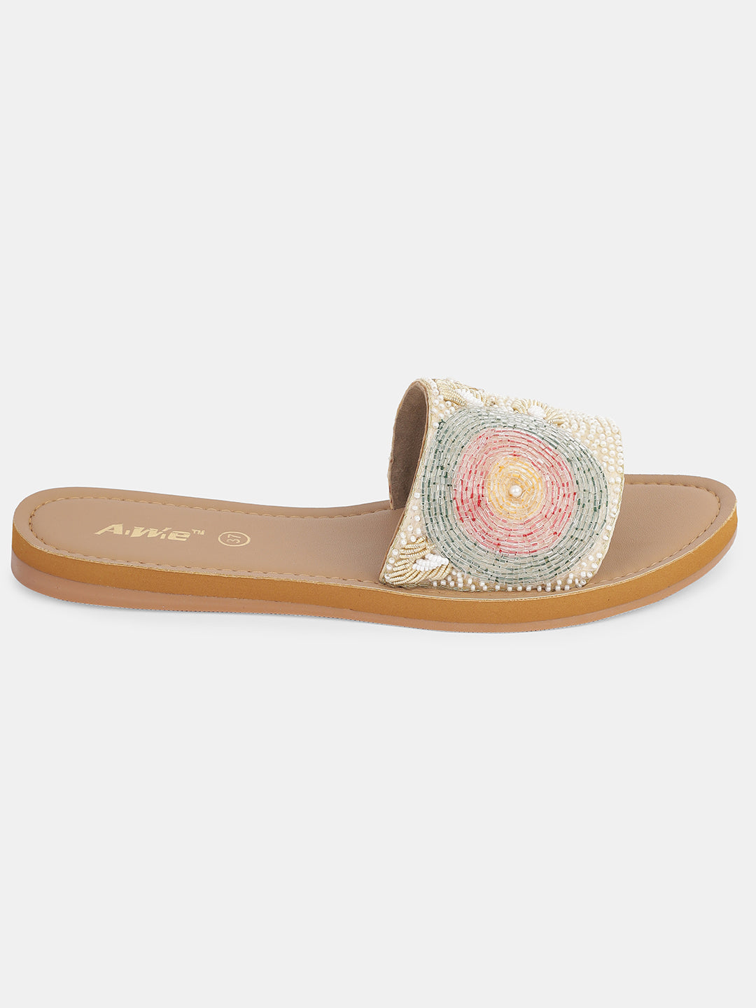 Womens Embroidered Ethnic Slip-On Flats | Festive Handcrafted Open-Toe Slides