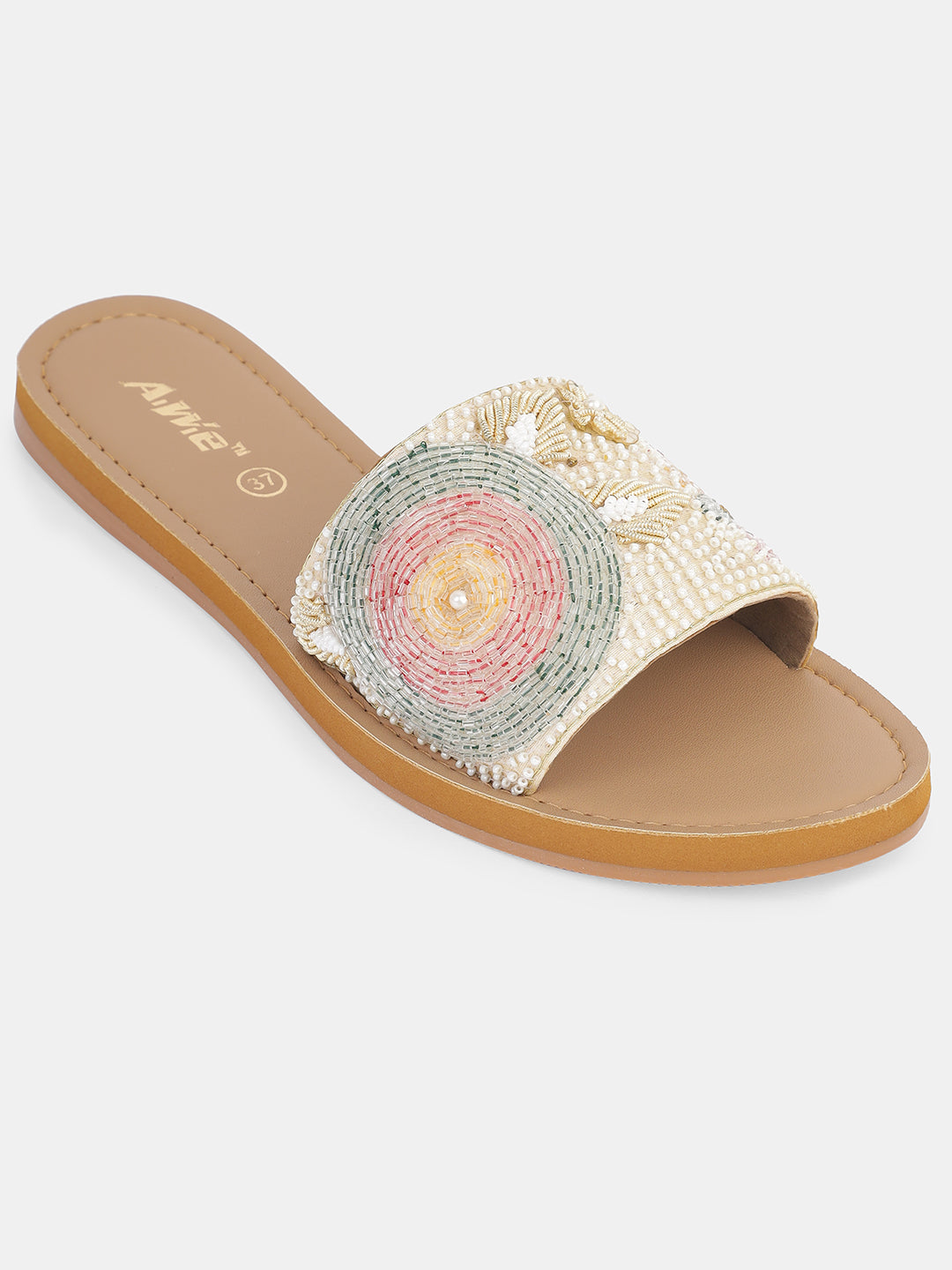 Womens Embroidered Ethnic Slip-On Flats | Festive Handcrafted Open-Toe Slides