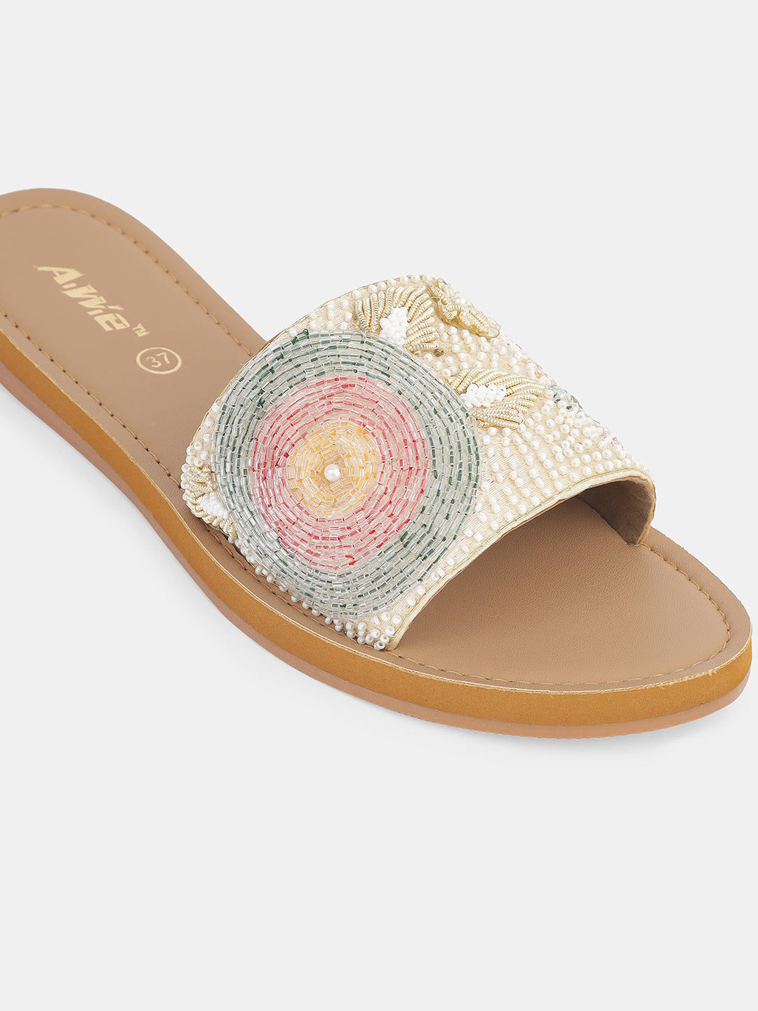 Womens Embroidered Ethnic Slip-On Flats | Festive Handcrafted Open-Toe Slides