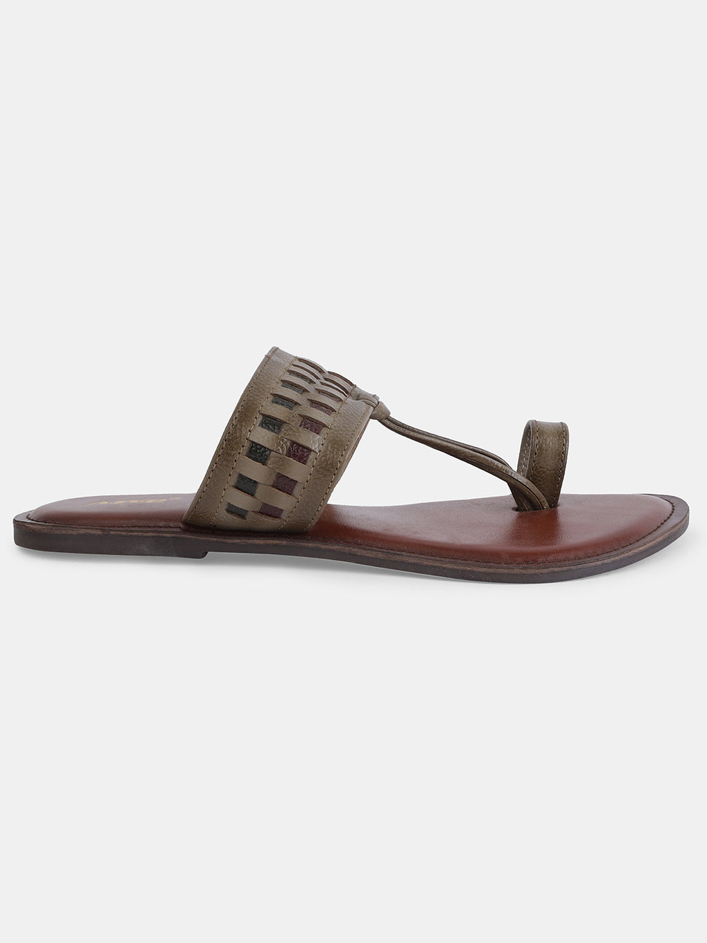 Aiwie Women's Ethnic Kolhapuri-Inspired Slip-On Flats with Braided Toe Ring & Woven Strap Design