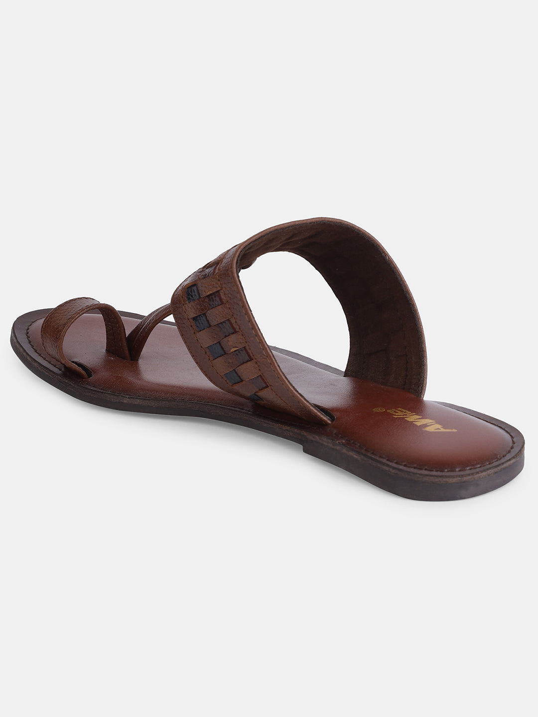 Aiwie Women's Ethnic Kolhapuri-Inspired Slip-On Flats with Braided Toe Ring & Woven Strap Design