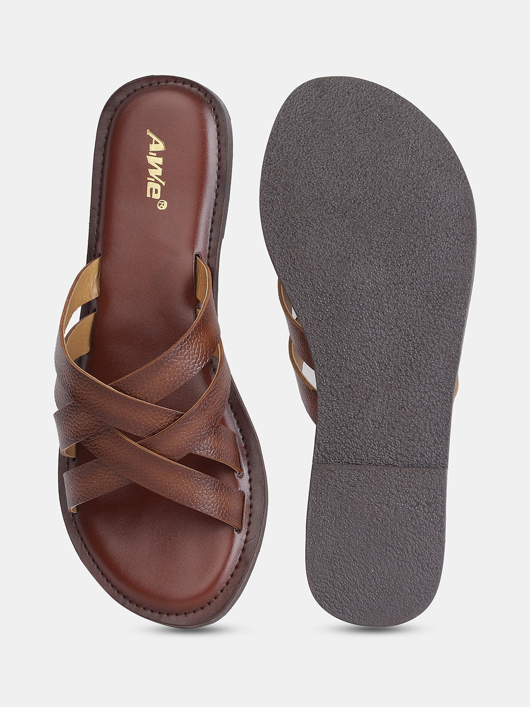 Aiwie Women's Flat Slip-On Sandals with Comfortable Cushioned Footbed and Cross-Strap Design Ð Ideal for Casual, Beach, and Daily Wear