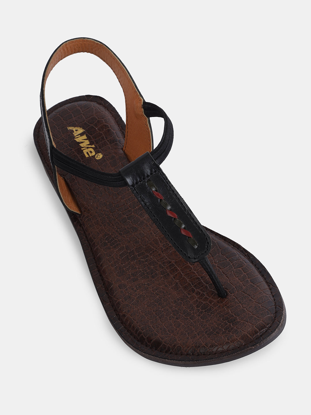 Aiwie Women's T-Strap Flat Sandals with Textured Sole and Ankle Support Ð Lightweight, Comfortable Slip-On Style for Casual and Everyday Wear
