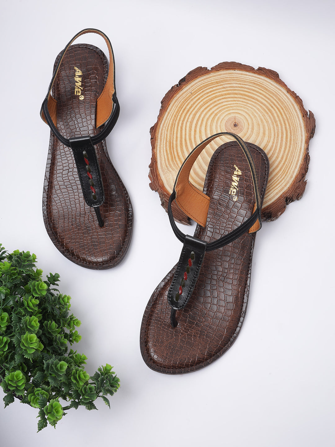 Aiwie Women's T-Strap Flat Sandals with Textured Sole and Ankle Support Ð Lightweight, Comfortable Slip-On Style for Casual and Everyday Wear