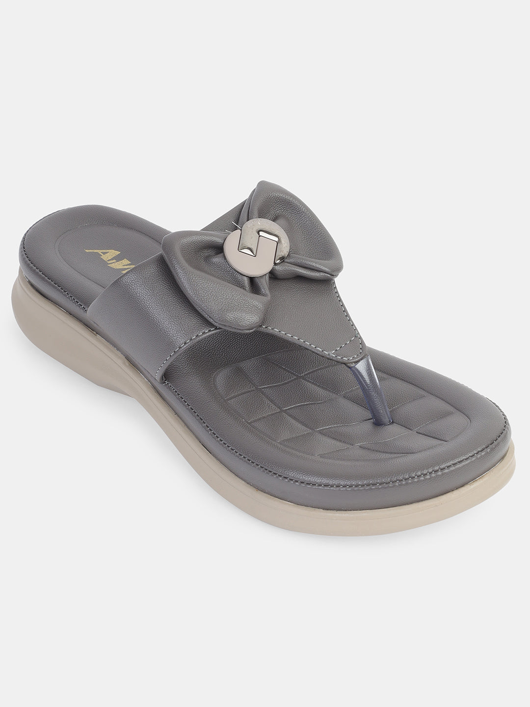 Womens Bow Knot Slip-On Sandals | Stylish Casual Flats with Cushioned Sole Heel Size : 1.5 Inches