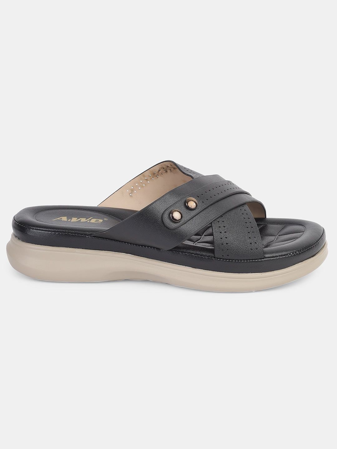 Women Comfort Cross-Strap Slip-On Sandals | Stylish Daily Wear Flats with Cushioned Sole Heel Size : 1.5 Inches