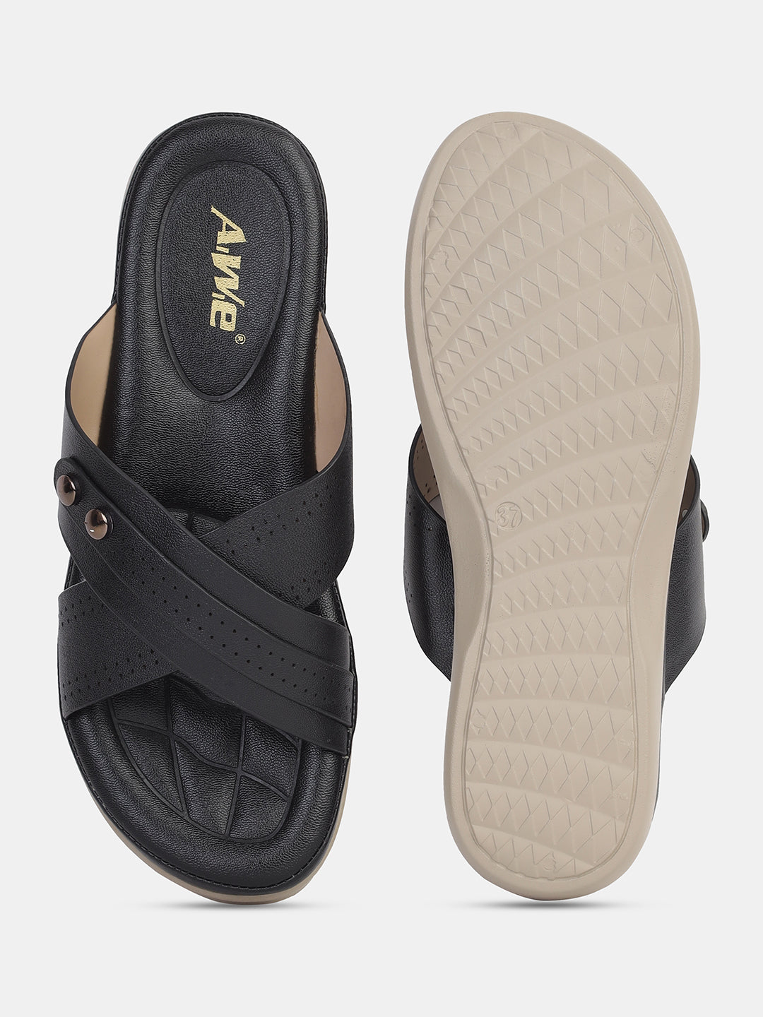 Women Comfort Cross-Strap Slip-On Sandals | Stylish Daily Wear Flats with Cushioned Sole Heel Size : 1.5 Inches