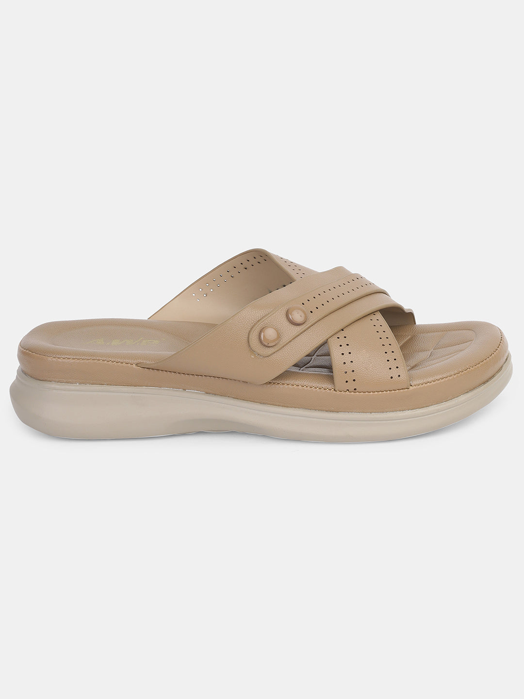 Women Comfort Cross-Strap Slip-On Sandals | Stylish Daily Wear Flats with Cushioned Sole Heel Size : 1.5 Inches