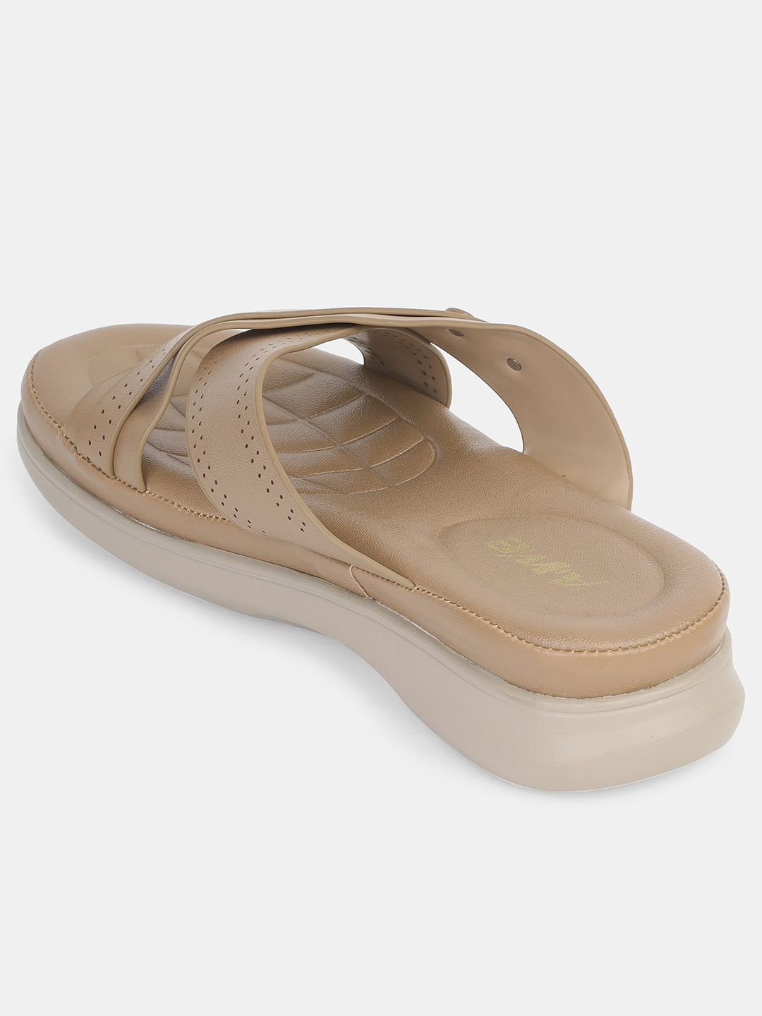Women Comfort Cross-Strap Slip-On Sandals | Stylish Daily Wear Flats with Cushioned Sole Heel Size : 1.5 Inches