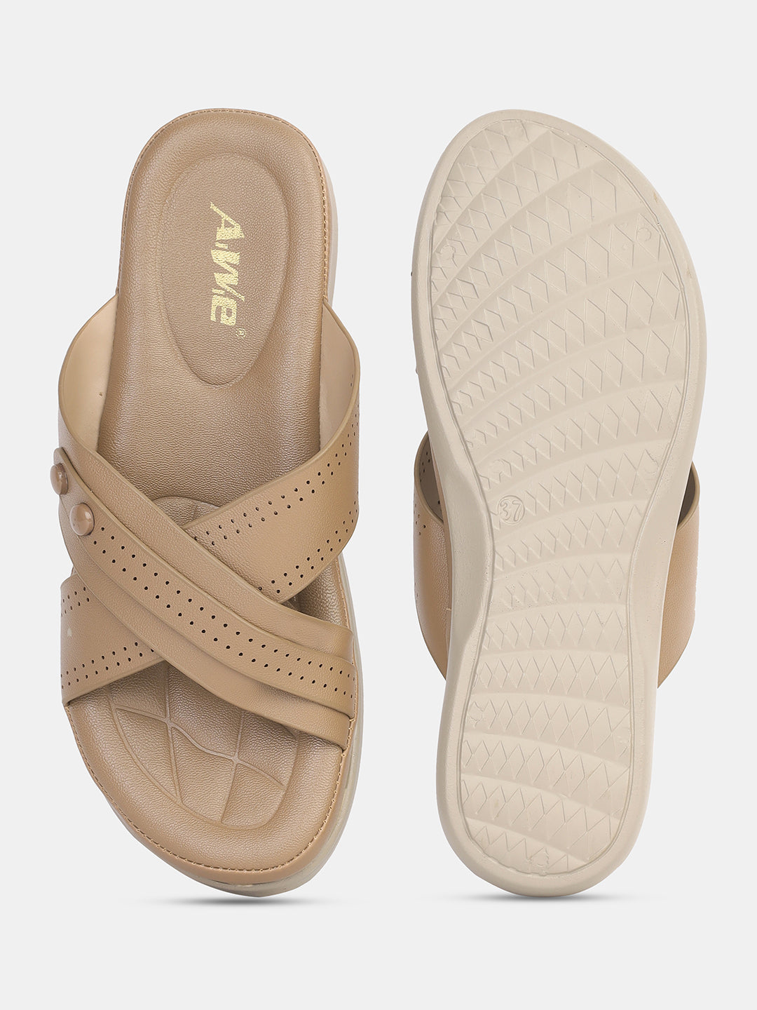 Women Comfort Cross-Strap Slip-On Sandals | Stylish Daily Wear Flats with Cushioned Sole Heel Size : 1.5 Inches