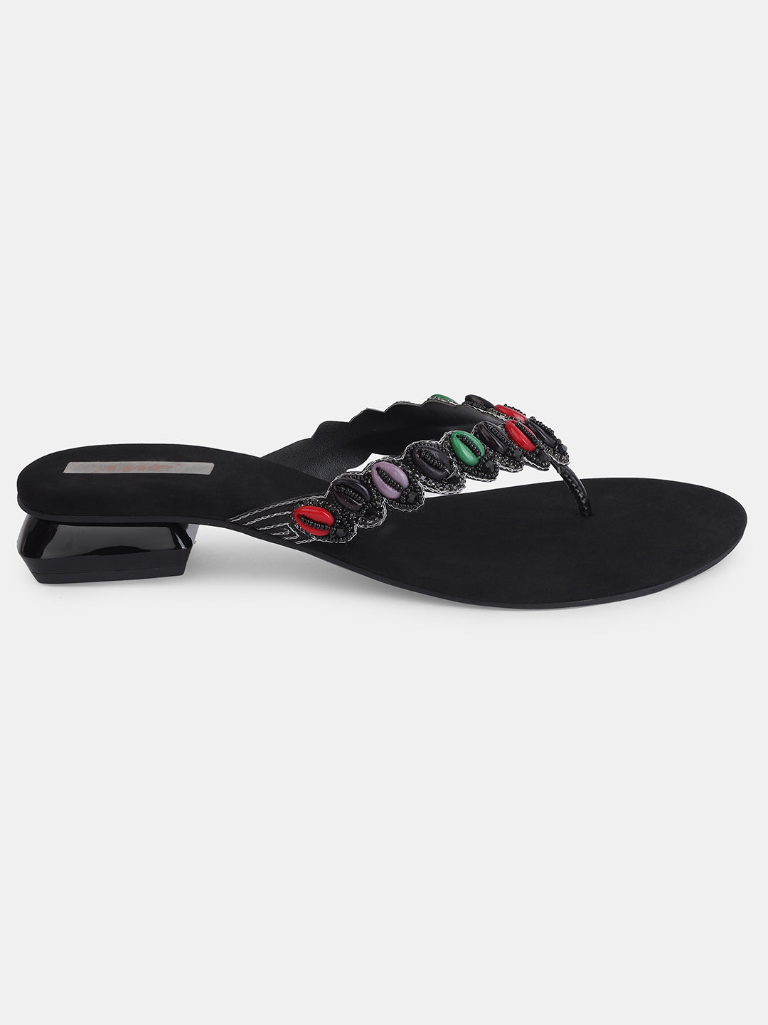 Aiwie Women's Embellished Slip-On Ethnic Sandals with Beaded Strap Ð Traditional Flat Footwear for Casual, Festive, and Occasion Wear