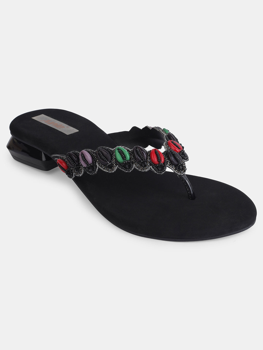 Aiwie Women's Embellished Slip-On Ethnic Sandals with Beaded Strap Ð Traditional Flat Footwear for Casual, Festive, and Occasion Wear