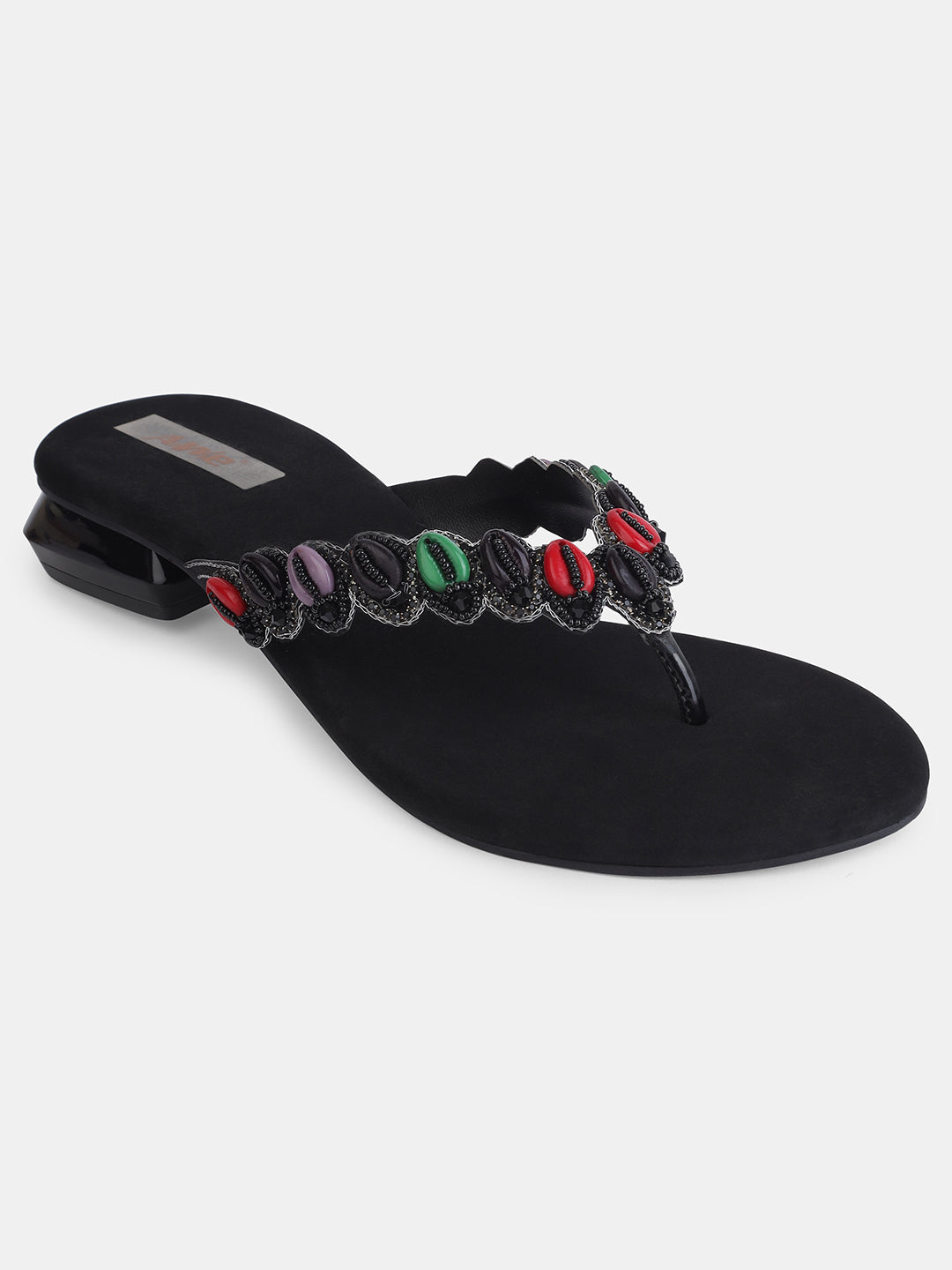 Aiwie Women's Embellished Slip-On Ethnic Sandals with Beaded Strap Ð Traditional Flat Footwear for Casual, Festive, and Occasion Wear