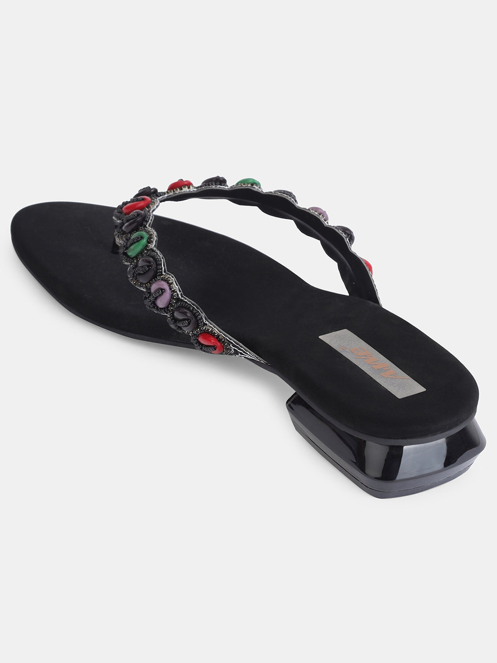 Aiwie Women's Embellished Slip-On Ethnic Sandals with Beaded Strap Ð Traditional Flat Footwear for Casual, Festive, and Occasion Wear