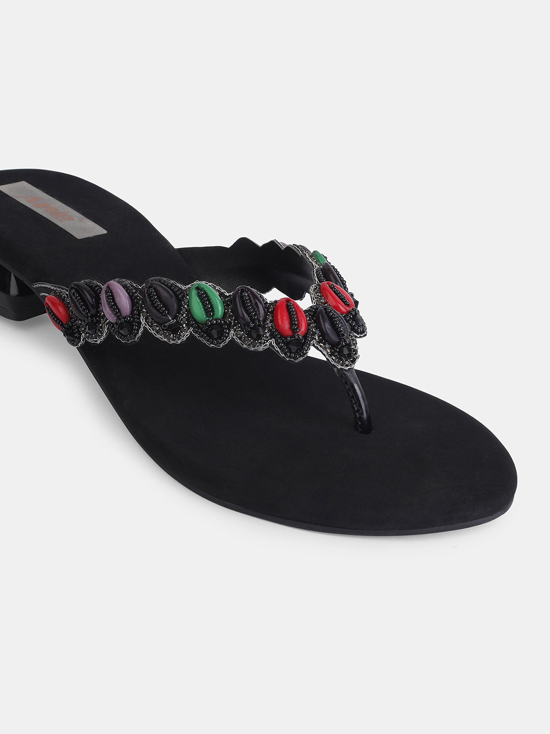 Aiwie Women's Embellished Slip-On Ethnic Sandals with Beaded Strap Ð Traditional Flat Footwear for Casual, Festive, and Occasion Wear