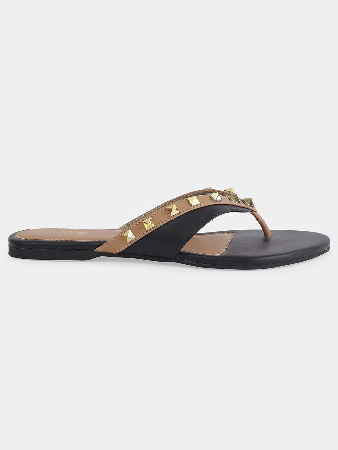 Aiwie Women's Studded Flat Slip-On Sandals with Toe Ring and Cushioned Footbed Ð Stylish Daily and Party Wear Footwear