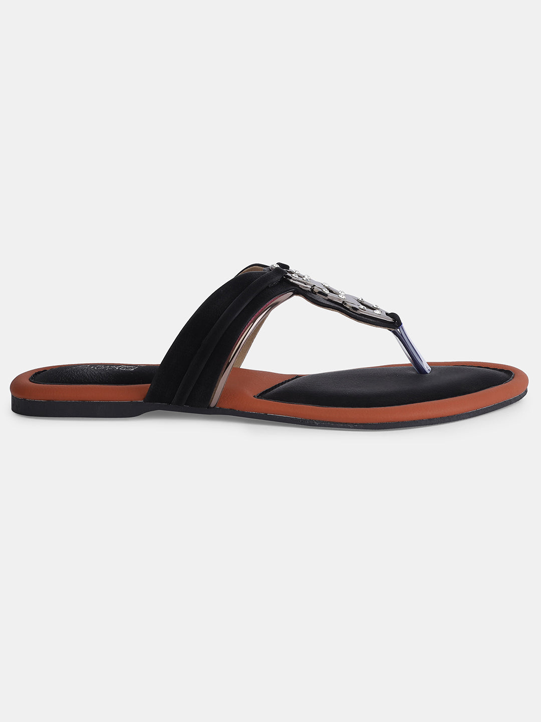 Aiwie Women's Slip-On Toe-Ring Sandals with Decorative Metal Accent Ð Elegant Daily and Ethnic Wear Flat Footwear