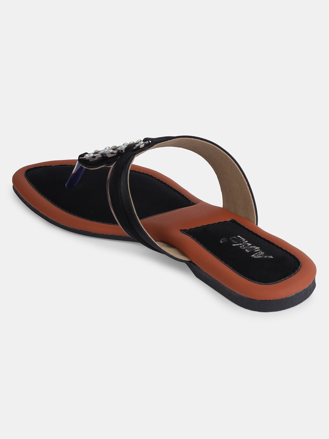 Aiwie Women's Slip-On Toe-Ring Sandals with Decorative Metal Accent Ð Elegant Daily and Ethnic Wear Flat Footwear