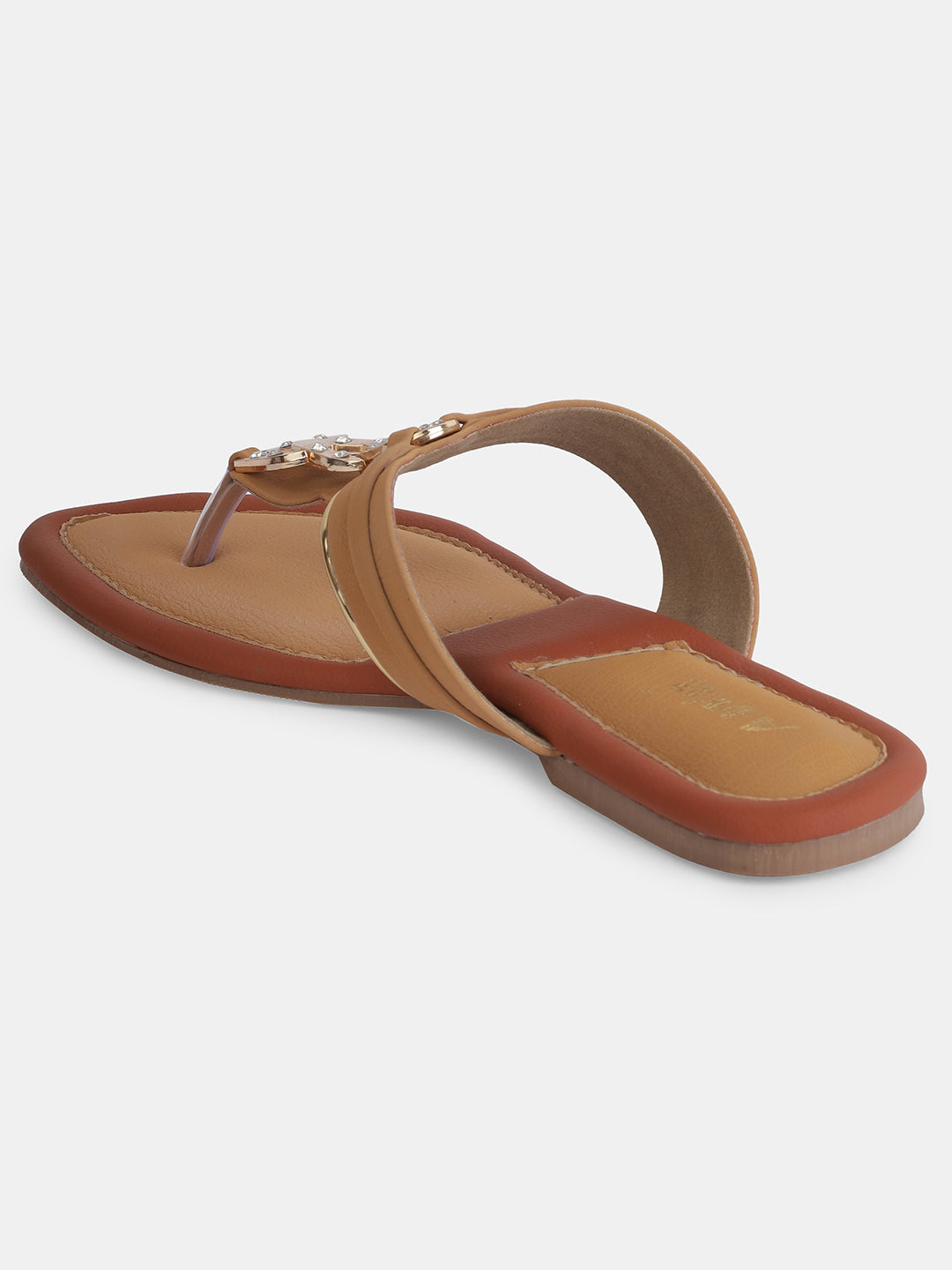 Aiwie Women's Slip-On Toe-Ring Sandals with Decorative Metal Accent Ð Elegant Daily and Ethnic Wear Flat Footwear