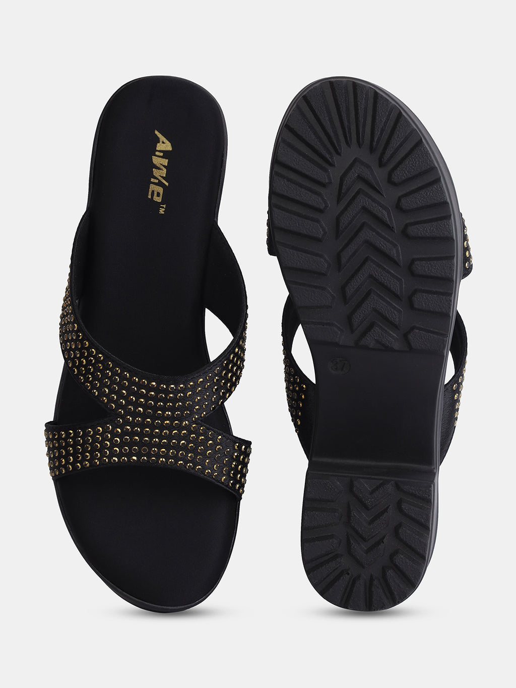 Aiwie Womens Heeled Slip-On Sandals with Criss-Cross Studded Straps Ð Comfortable and Fashionable Party & Casual Wear Footwear Heel Size : 2.5 Inches