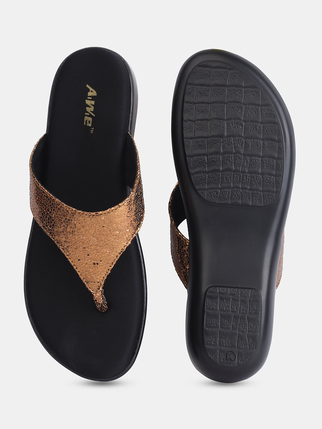 Aiwie Women's Slip-On Comfort Sandals with Textured Strap and Cushioned Sole Ð Lightweight Daily Wear Flats for Casual & Travel Use