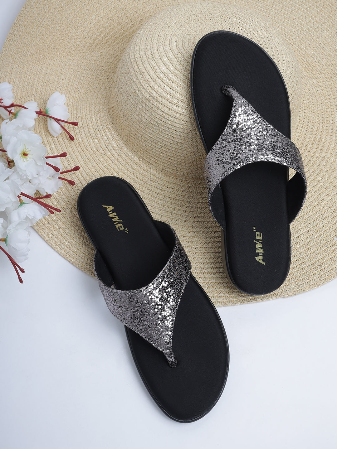 Aiwie Women's Slip-On Comfort Sandals with Textured Strap and Cushioned Sole Ð Lightweight Daily Wear Flats for Casual & Travel Use